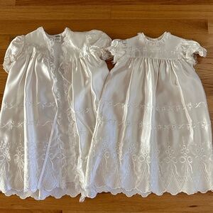 Vintage Christening Gown White Two Piece Ensemble Size 0-6 Months